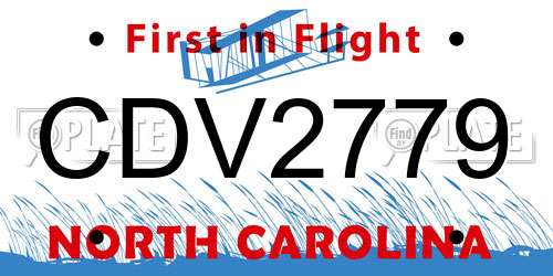 CDV2779 North Carolina License Plate