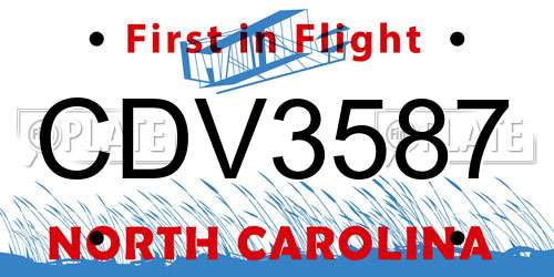 CDV3587 North Carolina License Plate
