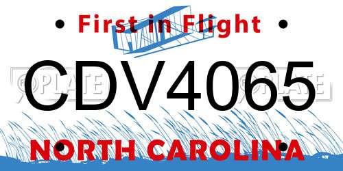 CDV4065 North Carolina License Plate