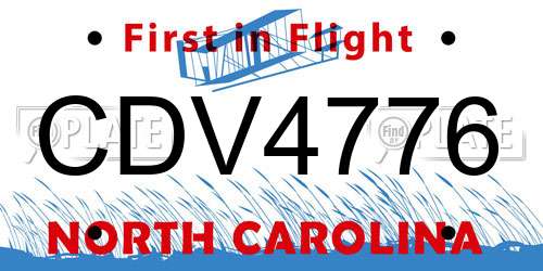 CDV4776 North Carolina License Plate