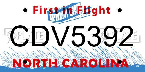 CDV5392 North Carolina License Plate