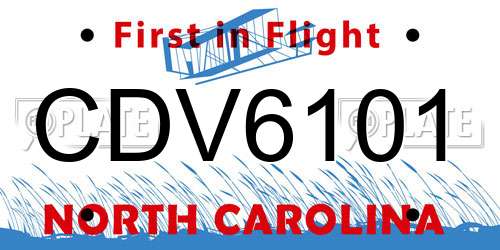 CDV6101 North Carolina License Plate