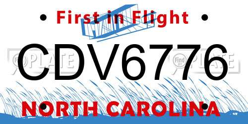 CDV6776 North Carolina License Plate