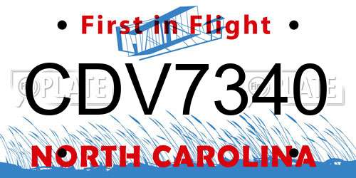 CDV7340 North Carolina License Plate