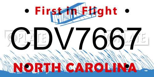 CDV7667 North Carolina License Plate