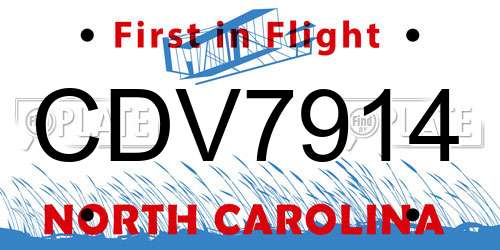 CDV7914 North Carolina License Plate