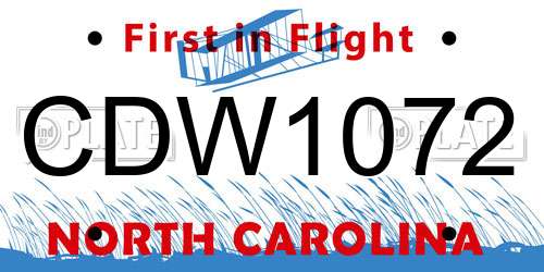 CDW1072 North Carolina License Plate