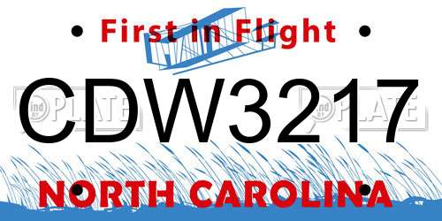 CDW3217 North Carolina License Plate