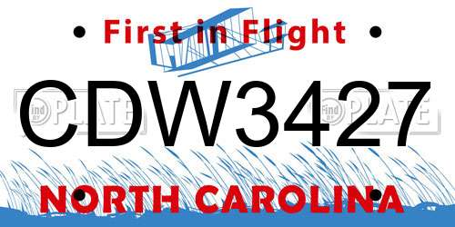 CDW3427 North Carolina License Plate