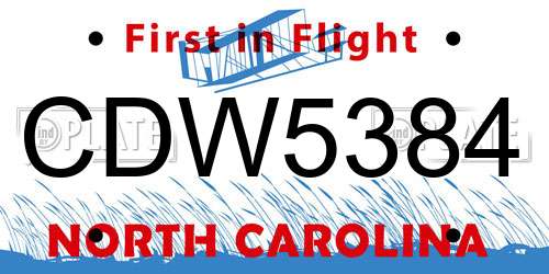 CDW5384 North Carolina License Plate