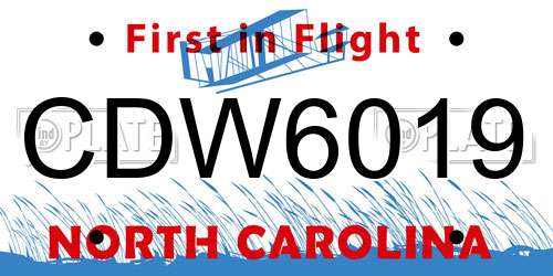 CDW6019 North Carolina License Plate