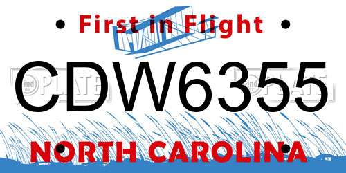 CDW6355 North Carolina License Plate