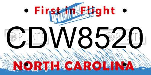 CDW8520 North Carolina License Plate