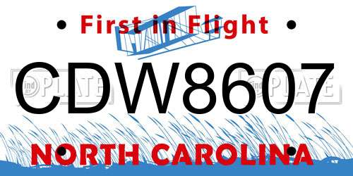 CDW8607 North Carolina License Plate