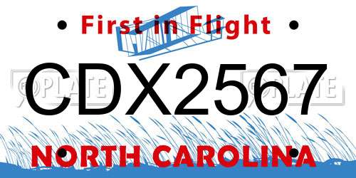 CDX2567 North Carolina License Plate