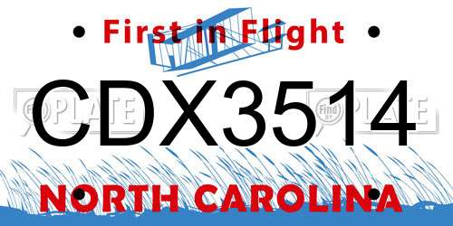 CDX3514 North Carolina License Plate