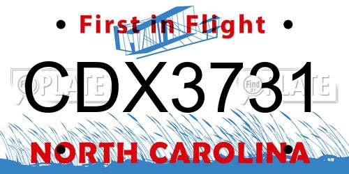 CDX3731 North Carolina License Plate