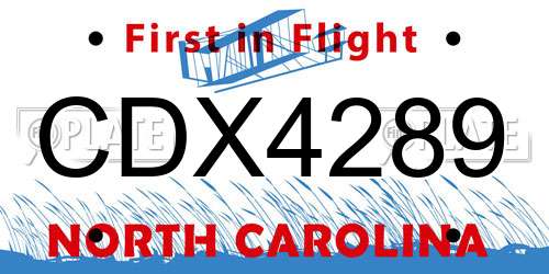 CDX4289 North Carolina License Plate