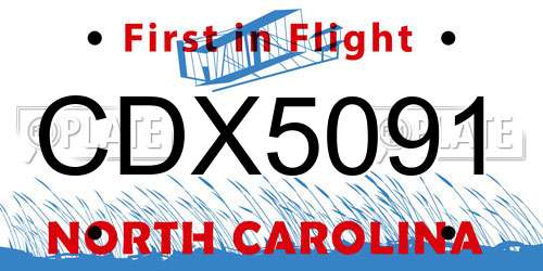 CDX5091 North Carolina License Plate
