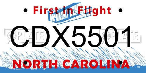 CDX5501 North Carolina License Plate