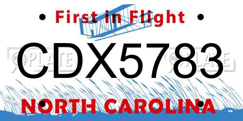 CDX5783 North Carolina License Plate