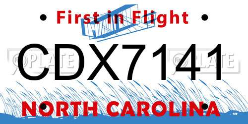 CDX7141 North Carolina License Plate