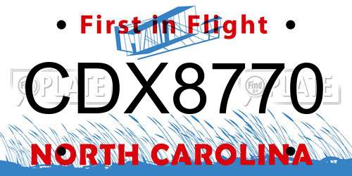 CDX8770 North Carolina License Plate