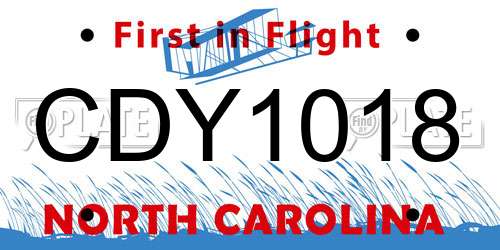 CDY1018 North Carolina License Plate