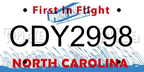 CDY2998 North Carolina License Plate