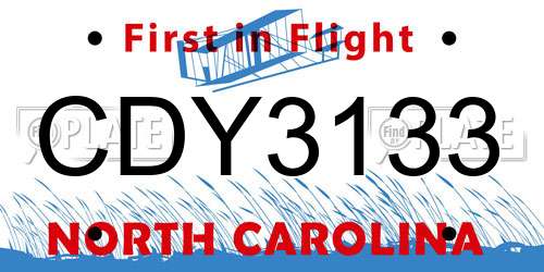 CDY3133 North Carolina License Plate