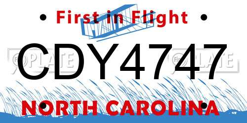 CDY4747 North Carolina License Plate