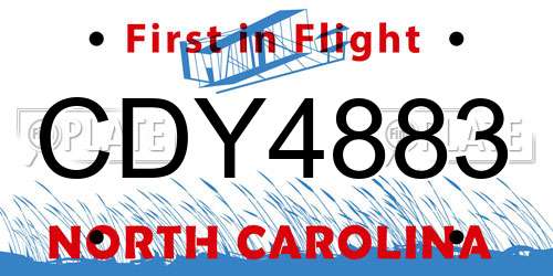 CDY4883 North Carolina License Plate
