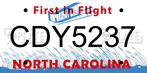 CDY5237 North Carolina License Plate