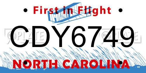 CDY6749 North Carolina License Plate