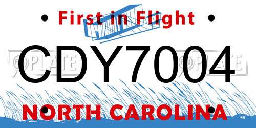 CDY7004 North Carolina License Plate