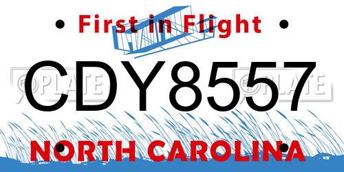 CDY8557 North Carolina License Plate