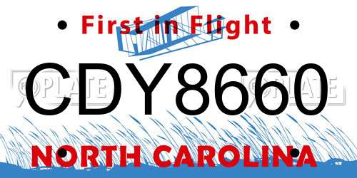CDY8660 North Carolina License Plate