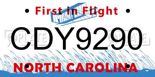 CDY9290 North Carolina License Plate