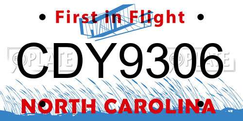 CDY9306 North Carolina License Plate
