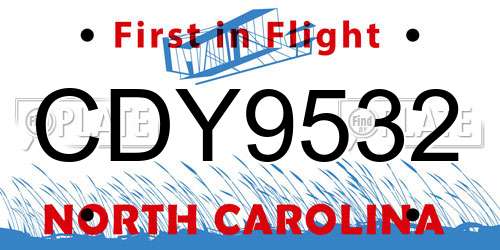 CDY9532 North Carolina License Plate