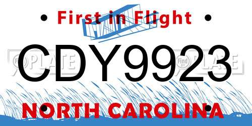 CDY9923 North Carolina License Plate
