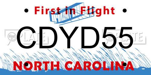 CDYD55 North Carolina License Plate