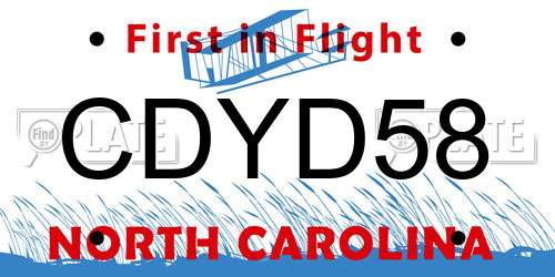 CDYD58 North Carolina License Plate