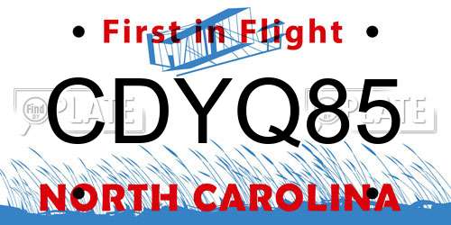 CDYQ85 North Carolina License Plate