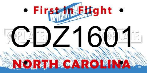 CDZ1601 North Carolina License Plate