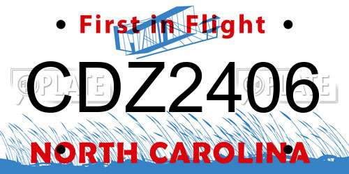CDZ2406 North Carolina License Plate