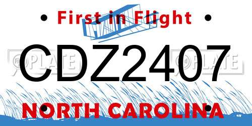 CDZ2407 North Carolina License Plate