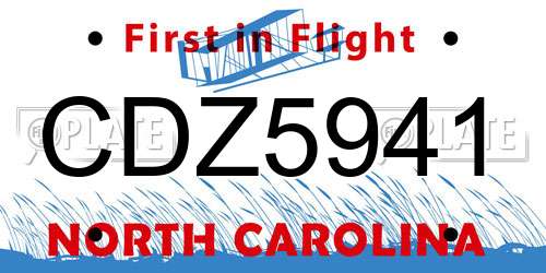 CDZ5941 North Carolina License Plate