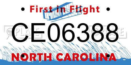 CE06388 North Carolina License Plate
