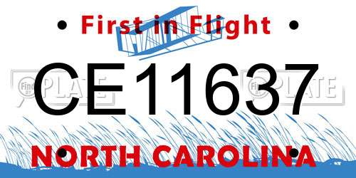 CE11637 North Carolina License Plate